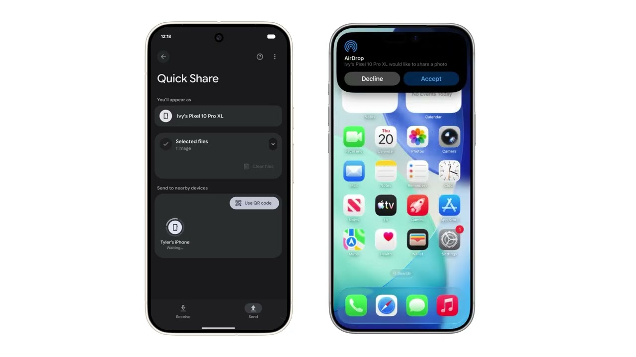 Android Quick Share and iOS AirDrop compatibility