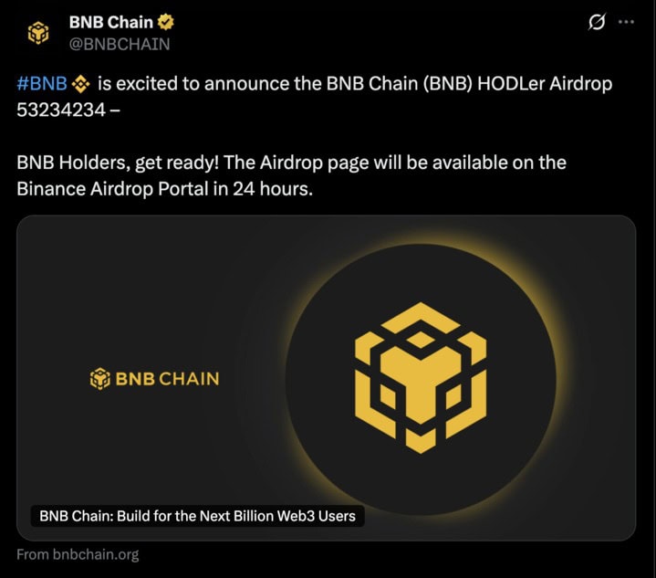 BNB Chain’s X Account Hijacked in Phishing Attempt, CZ Urges Caution